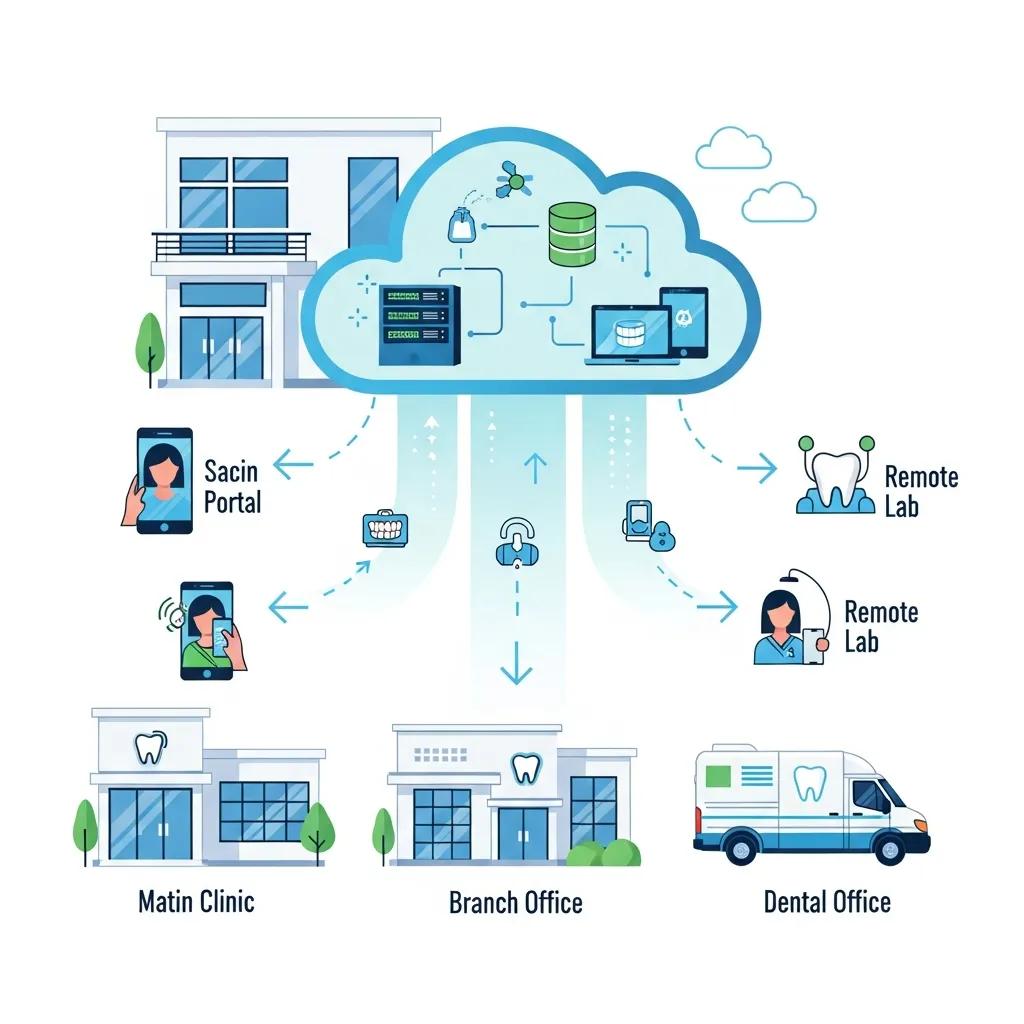 Cloud-based infrastructure centralizing patient data and backups for a dental group