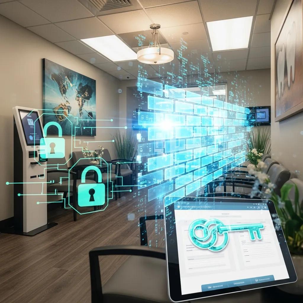 Cybersecurity controls protecting patient data in a dental clinic